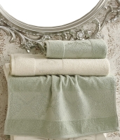 Набор из 4 махровых полотенец Karna Dora 50x90 и 70x140 кремовый-зеленый