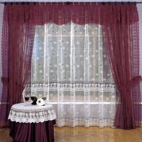 Готовые шторы с тюлем и ламбрекеном  Wisan 1500 Malwina бордо