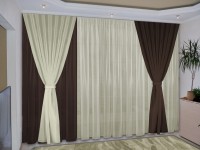 Готовые шторы Реалтекс модель (038) темно коричневый-жемчужный