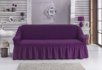 Натяжной чехол на двухместный диван Bulsan фиолетовый