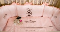 Комплект в кроватку из 6-ти предметов MAGRAMI  Little Princess с вышивкой (розовый)