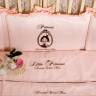 Комплект в кроватку из 6-ти предметов MAGRAMI  Little Princess с вышивкой (розовый)