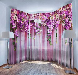 Фототюль из 3-х полотен Новый стиль Ламбрекен из цветов