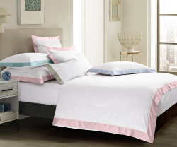 Постельное белье 1,5-спальное Sharmes Solid коллекция Fringe Белый- Нежно-розовый