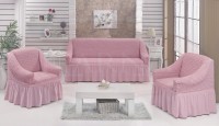 Набор натяжных чехлов на трехместный диван и кресла Bulsan светло-розовый