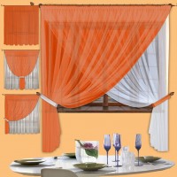 Готовые шторы для кухни Реалтекс модель 067 оранжевый
