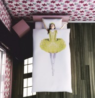 Постельное белье 1,5-спальное Newtone коллекция Селфи сатин Балерина желтый