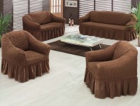 Набор натяжных чехлов на трехместный диван и кресла Bulsan серия Every коричневый