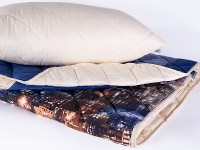 Набор одеяло-покрывало и подушка Nature's Вечерний Город с бамбуковым волокном
