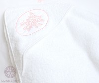 Полотенце с капюшоном Luxberry Rose белый-розовый 100x100