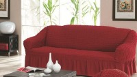 Натяжной чехол на трехместный диван Bulsan бордовый
