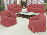 Набор натяжных чехлов на трехместный диван и кресла Bulsan грязно-розовый