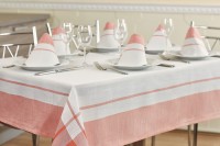 Комплект столового белья Primavelle 7 предметов Duet белый-розовый размер 160x200