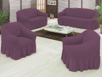 Набор натяжных чехлов на трехместный диван и кресла Bulsan фиолетовый