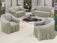 Набор натяжных чехлов на трехместный диван и кресла Bulsan серый