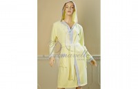 Махровый халат женский с капюшоном Primavelle Smile светло лимонный размер XS/S