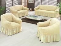 Набор натяжных чехлов на трехместный диван и кресла Bulsan кремовый