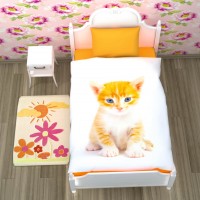 Постельное белье 2-спальное (King size) Newtone сатин Рыжий котенок (с наволочками 70x70)