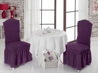 Набор из 2 натяжных чехлов на стул с юбкой Bulsan фиолетовый