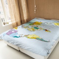 Постельное белье 2-спальное (King size) Newtone сатин Карта мира (с наволочками 50x70)