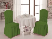 Набор из 2 натяжных чехлов на стул с юбкой Bulsan зеленый