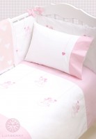 Постельное белье для новорожденных с простыней на резинке Luxberry Angels белый-розовый