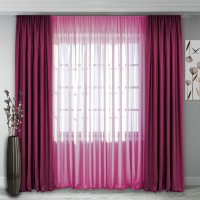 Готовые шторы  с тюлью Реалтекс модель № 140 малиново-розовый