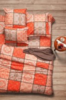 Постельное белье семейное (дуэт) Сова и Жаворонок поплин Premium Шафран (с наволочками 50x70)