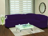 Натяжной чехол на угловой правосторонний диван Bulsan фиолетовый
