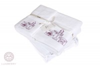 Комплект из 3 полотенец Luxberry ОТ КУТЮР махра с вышивкой белый-розовый