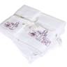 Комплект из 3 полотенец Luxberry ОТ КУТЮР махра с вышивкой белый-розовый
