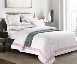 Постельное белье 2-спальное (King size) Sharmes Solid коллекция Prime Белый- Нежно-розовый
