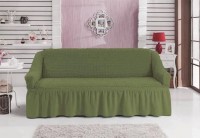 Натяжной чехол на двухместный диван Bulsan зеленый